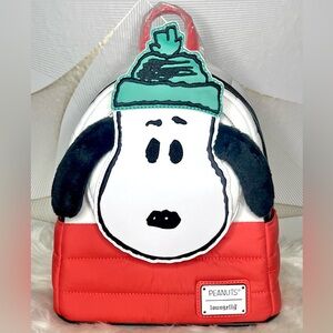 Peanuts Loungefly Snoopy in Puffer Coat Mini Backpack NWT